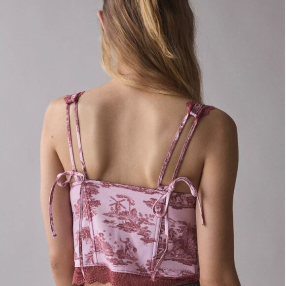 UO Out From Under Dolce Verano Corset Coquette Girl Toile Print Romantic Sz XL - Picture 3 of 8